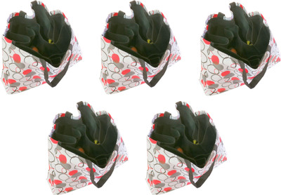 

Addyz Pack of 5 Pieces Printed Veggie Bag, Multi Pocket Grocery Bags Large Six Pocket Canvas Non Woven eco Friendly Waterproof Multi Compartment Veggie Bags. Shopping Bag usable, Washable Small Travel Bag - 40.5x32x10.5(Multicolor)