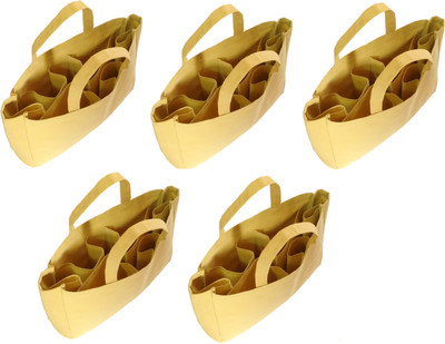 

Addyz Pack of 5 Pieces Eco Non Woven Vegetable Bag with 6 Pockets for Purchase Vegetables,Multi Pocket Grocery Bags Large Canvas Cotton eco Friendly Multi Compartment Shopping Bags. Small Travel Bag - 40.5x32x10.5(Beige)