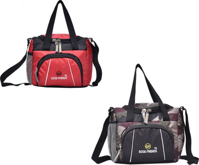 

Good Friends Military Lunch Bag for School, College, Office, Picnics and Travel Lunch bag Pack Of 2 Small Travel Bag(Red, Multicolor), Multicolor;red