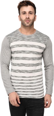 BigIdea Striped Men Round Neck White, Grey T-Shirt