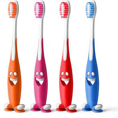 

aquawhite Junior Smiley Bristles, Health & Personal Care Soft Toothbrush(Pack of 4)