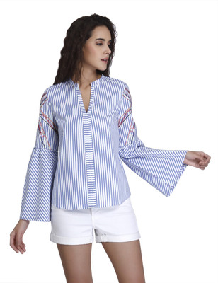 60% OFF on VERO MODA Casual Full Sleeve Striped Women White Top on