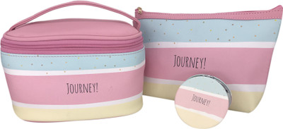 

House of Quirk Waterproof Cosmetic Bag 3 Piece Set (2bags and 1 Mirror) Travel Toiletry Bag - Journey Travel Toiletry Kit(Multicolor)