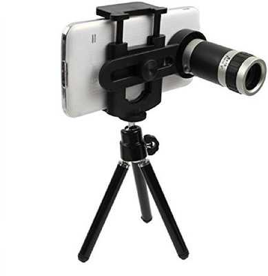 

deziine 12X Zoom Universal Mobile Phone Telescope Camera Lens & Tripod+Adjustable Holder Tripod(Black, Supports Up to 1 g)