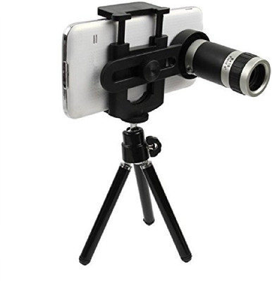 

deziine 8X Zoom Universal Mobile Phone Telescope Camera Lens & Tripod+Adjustable Holder Tripod(Black, Supports Up to 20 g)