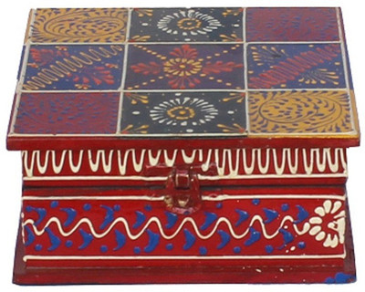 

Apkamart Handicraft Jewelry Box - 6 Inch - Wooden Multi Utility Box for Table Decor and Gifts Makeup and Jewellery Vanity Box(Multicolor)