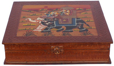 

Apkamart Handicraft Accessory Box - 12 Inch - Wooden Multi Utility Box for Table Decor and Gifts Makeup and Jewellery Vanity Box(Multicolor)