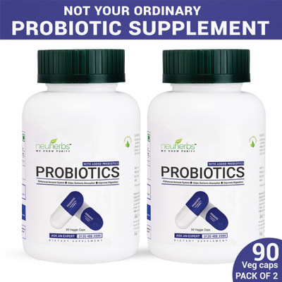 

Neuherbs Probiotics with added Prebiotics Supplements for Good Digestion & Boost Immunity- 90 Capsules(180 No)