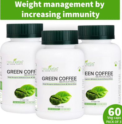 

Neuherbs Green Coffee Bean Extract for Weight Loss Management (60 Capsules) (Pack Of 3)(180 No)
