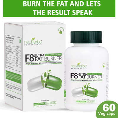 

Neuherbs F8 Ultra Fat Burner with added Green Coffee, Green Tea, Garcinia Cambogia Extract, CLA, Chromium, L-Carnitine, Caffeine & Piperine for Weight Loss 710mg - 60 Capsules(60)
