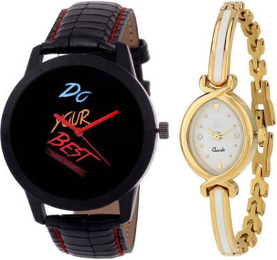 

Swadesi Stuff New Arrival Stylish Leather Strap & Bangle Multi Color Luxury Fashion couple watch for Men & women 159 Luxury Bangle Couple watch series Watch - For Men & Women