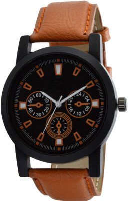 

SVM ATP-O6 Stylish Round Shape Brown Strap Black Dial Men's & Boy's (Pack of 1) Watch - For Men