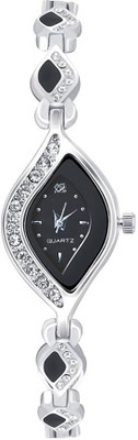 

LEBENSZEIT New Stylish Black Silver Diamond Studded Watch For Girl Watch - For Women