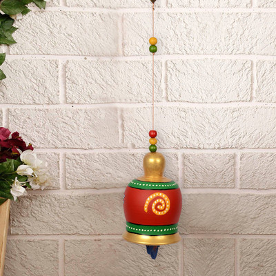 20% OFF on ExclusiveLane Hand-Painted Hanging Tuneful Decorative Terracotta Windchime(17 inch, Red, Green)