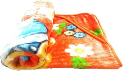 

NewJainTraders Embroidered  Hooded Baby Blanket(Woollen Blend, Orange
