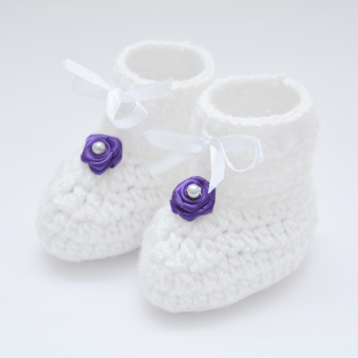 

Love Crochet Art Infant crochet knitted prewalker baby bootie for 0-6 month Booties(Toe to Heel Length - 9 cm White)