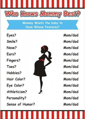 

Theme My Party Baby Shower Game Who knows Mommy Best Game - Pack of 10(Multicolor)