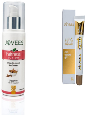 

Jovees Fairness Lotion-Water Resistant Sun Screen-200ml, 24 Carat Gold Eye Contour Gel-20g.(Set of 2)