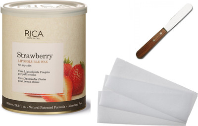 

Rica Strawberry Liposoluble wax For Dry Skin 800 ml + Waxing Strips + Spatula(Set of 3)