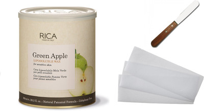 

Rica Green Apple Liposoluble wax For Sensitive Skin 800 ml + Waxing Strips + Spatula(Set of 3)