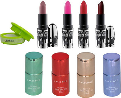 

Ultimate Nail Polish Remover With 4 Color Nail Polish WIth Mac Brook Candy MAtte Finish Lipstick 4 shades(Set of 9)