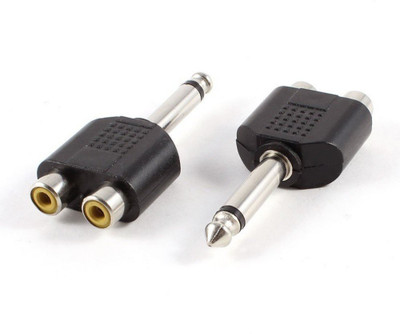

GVAAS (PACK OF 2) 6.5mm 1/4'' Stereo Jack Plug Male RCA AV Female Socket Adapters Audio Wire Connector for Microphone Transmitter adapter RCA Audio Video Cable(Mobile, Laptop, Tablet, Mp3, Gaming Device, Black)