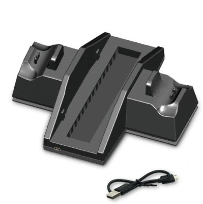 

Microware PS4 2 in 1 Vertical Cooling Fan Charging Stand & Dual Controller Charger Charging Dock for PS4 Wireless Controller Gaming Accessory Kit(Black, For PS4)