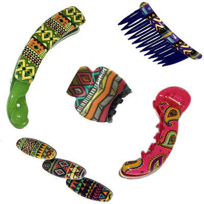 

New Arihant Traders New Arihant Traders- Premium Quality Hair Accessories Set for Women & Girls Combo of Banana Clip, Mirch Shape Clip, Cluthcer/Claw, Comb Clip & Saree Pin Hair Claw, Hair Clip, Hair Accessory Set, Banana Clip, Back Pin(Multicolor)