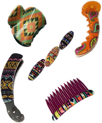 

New Arihant Traders New Arihant Traders- Premium Quality Hair Accessories Set for Women & Girls Combo of Banana Clip, Mirch Shape Clip, Cluthcer/Claw, Comb Clip & Saree Pin Hair Claw, Hair Clip, Hair Accessory Set, Bun Clip, Back Pin(Multicolor)