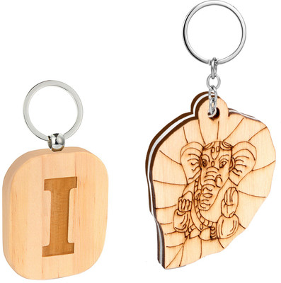 Flipkart SmartBuy Trending Wooden Finish Combo of Heart & Key Shape key Chain and Alphabet -I Key Chain