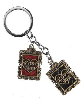 

Techpro Metal Valentines'day Romantic Metal Copules Heart Love you Key Chain(Multicolor)