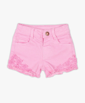 

PINK & BLUE by fbb Short For Girls Casual Embriodered Cotton(Pink, Pack of 1
