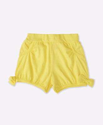

PINK & BLUE by fbb Short For Girls Casual Solid Cotton(Yellow, Pack of 1