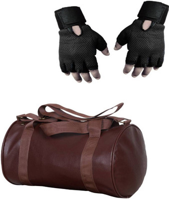 

Snipper Combo of Leatherite Brown Gym Bag and Gloves(Black) Gym & Fitness Kit