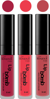 

Bonjour Paris Long lasting velvet matte lipstick(wine, irresistble pink, nude, 18 g)