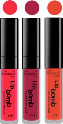 

Bonjour Paris Long lasting velvet matte lipstick(peach, wine, brick orange, 18 g)