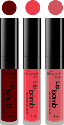 

Bonjour Paris Long lasting velvet matte lipstick(mauve, irresistble pink, wild blush, 18 g)