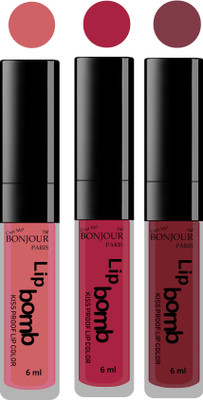 

Bonjour Paris Long lasting velvet matte lipstick(nude, wine, wild blush, 18 g)