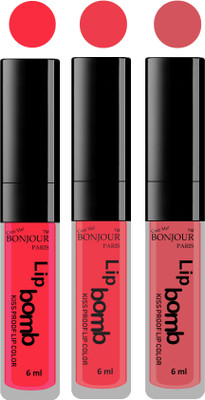 

Bonjour Paris Long lasting velvet matte lipstick(peach, irresistble pink, wild blush, 18 g)