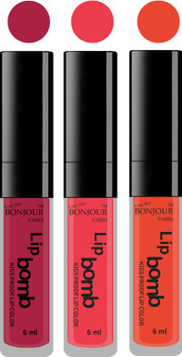 

Bonjour Paris Long lasting velvet matte lipstick(wine, irresistble pink, brick orange, 18 g)
