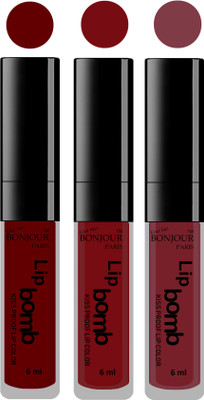 

Bonjour Paris Long lasting velvet matte lipstick(mauve, brown, wild blush)