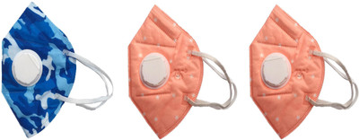 

Vritraz N95 PM 2.5 Anti-Pollution Activated Carbon Face Mask with Breathing Valve (Blue,Pink,Pink,Pack of 3) Mask