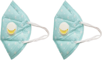 

Vritraz N95 PM 2.5 Anti-Pollution Activated Carbon Face Mask with Breathing Valve (Turq,,Pack of 2) Mask