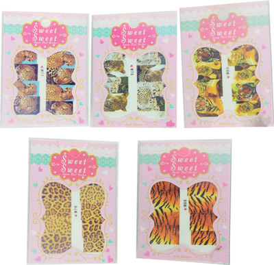 

STZ 5 Sheets of Tiger Animal Nail Art Stcikers for Kids, Girls & Womens(Multicolor)