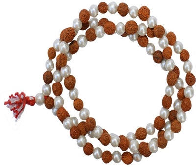 brahmgyan gallary natural rudrakash (barik) bead and original moti(barik) mala for high BP problem,calm mind, men/women mala Pearl Dori Chain