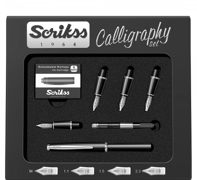 

Scrikss Calligraphy Pen Set with Medium, 1.1mm, 1.5 mm and 2.3mm nibs Calligraphy