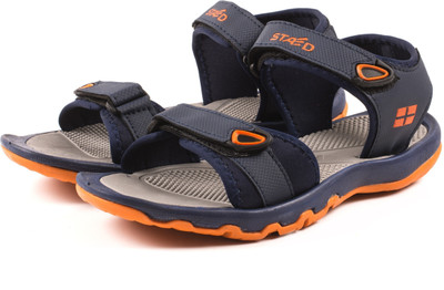 

STAED Men Navy Blue and Orange Sports Sandals