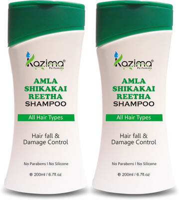 

KAZIMA Amla Shikakai Reetha Shampoo (200ml Pack of 2) with Milk Protein, Multivitamins For Hair fall and Damage Repair, Fast Hair Growth, Healthy Scalp, Removes Dandruff & Lice(200 ml)