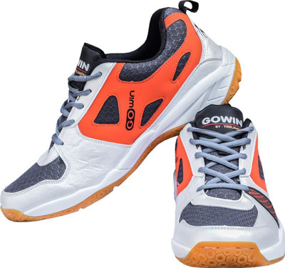 

Gowin By Triumph Staunch White/Grey/Orange Badminton Shoes For Men(White, Grey, Orange, Black