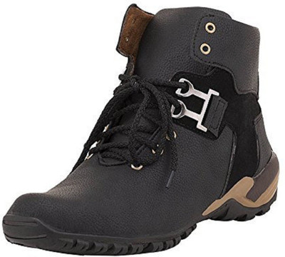 

Deals4you Men And Boys Casual Stylish Synthetic Leather Boots Shoes Boots For Men(Black